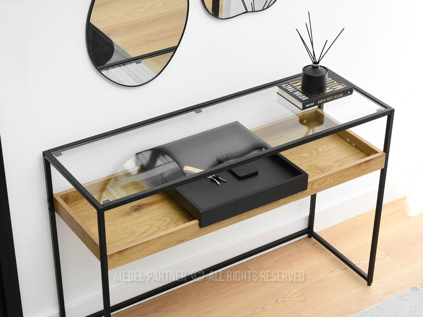 Konzolový stolek Eliash (dub + černá)