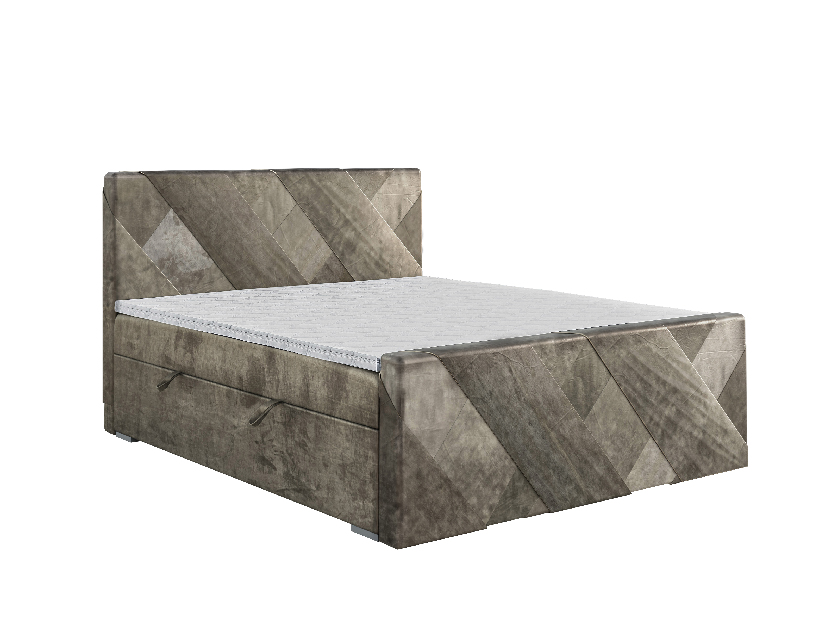 Boxspring postel 180 cm Galand (hnědošedá) (s matrací a úl. prostorem)