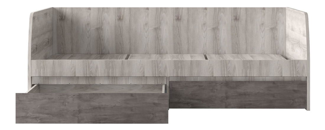 Jednolůžková postel 90 cm (válenda) Japon 2 (kaštan nairobi + onyx) (s roštem) (s úl. prostorem)