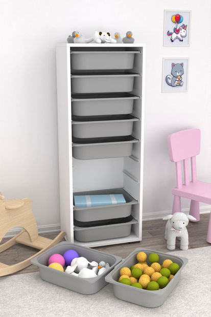 Organizér na hračky Dremonka 11 (šedá + bílá)