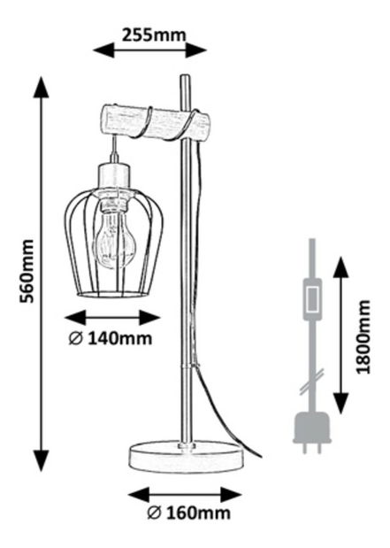 Stolní svítidlo Hadia 5245 (přírodní + černá matná)