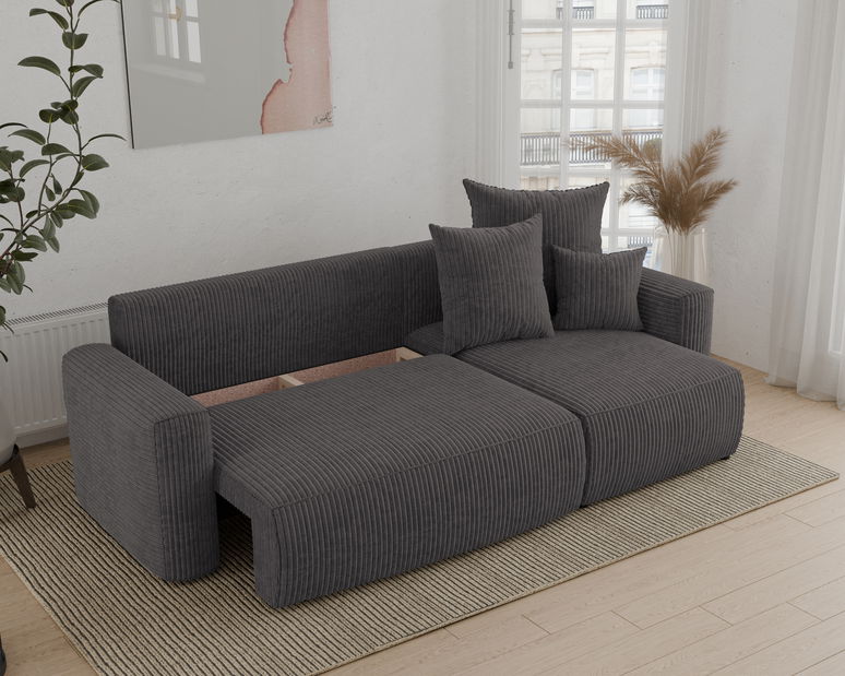 Rohová sedačka Denia (P) (šedočerná)