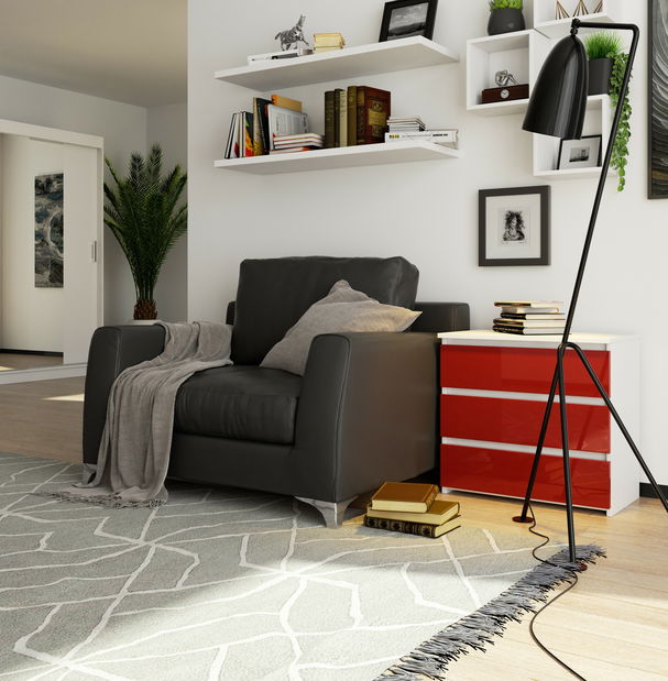 Noční stolek Calado (bílá + lesk červený)