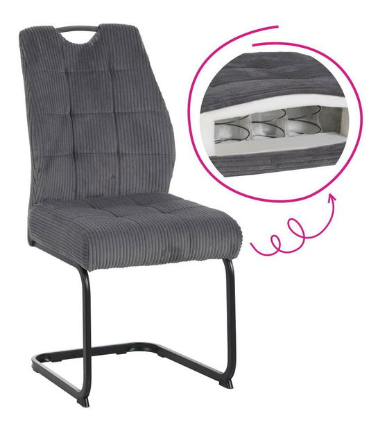 Jídelní židle Kalme (šedá + černá)