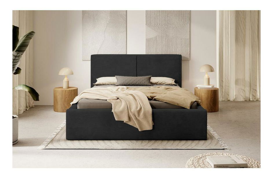 Manželská postel 180 cm Fatime (s roštem) (s úl. prostorem) (černá)