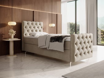 Jednolůžková postel 90 cm Clinton Bonell (béžová) (s roštem, s úl. prostorem)