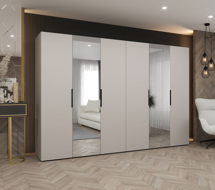 Šatní skříň 300 cm Mirabella 2 (kašmír + černá)