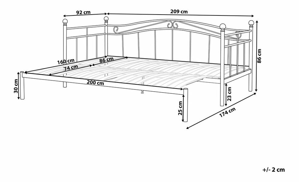 Jednolůžková postel 200 x 80 cm Toki (bílá) (s roštem)