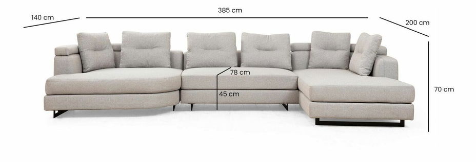 Rohová sedačka Padalusso (P) (světle šedá + černá)