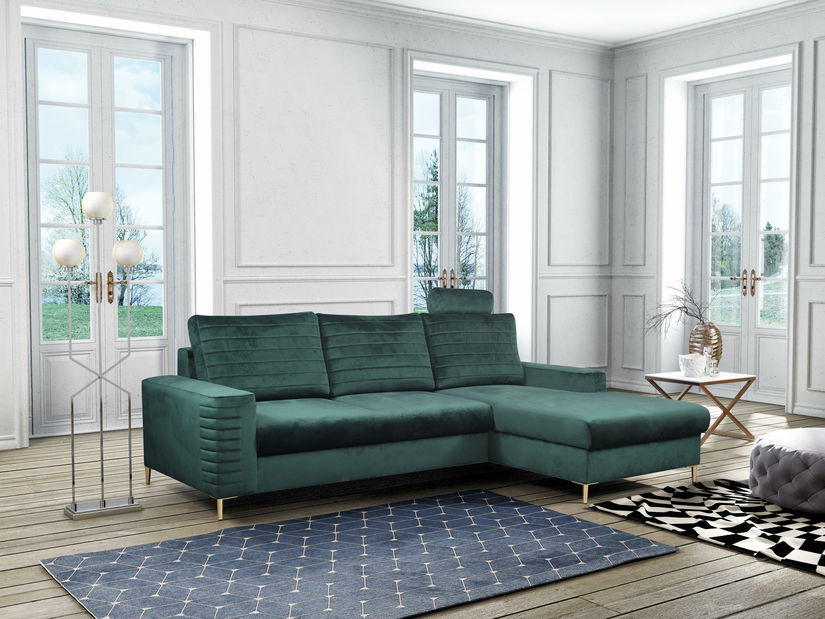 Rohová sedací souprava Coleen (tmavě zelená) (P)