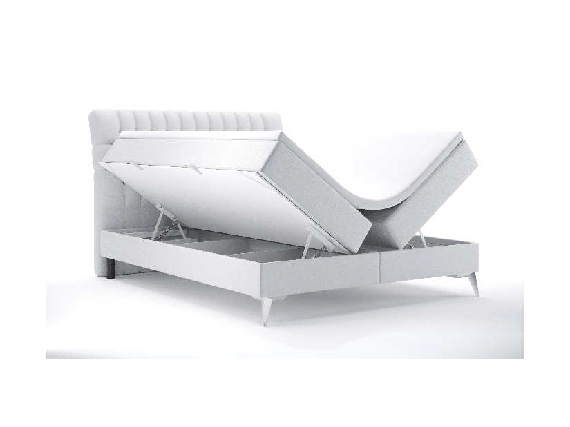 Boxspring postel 160 cm Molera (bílá ekokůže) (s úložným prostorem)