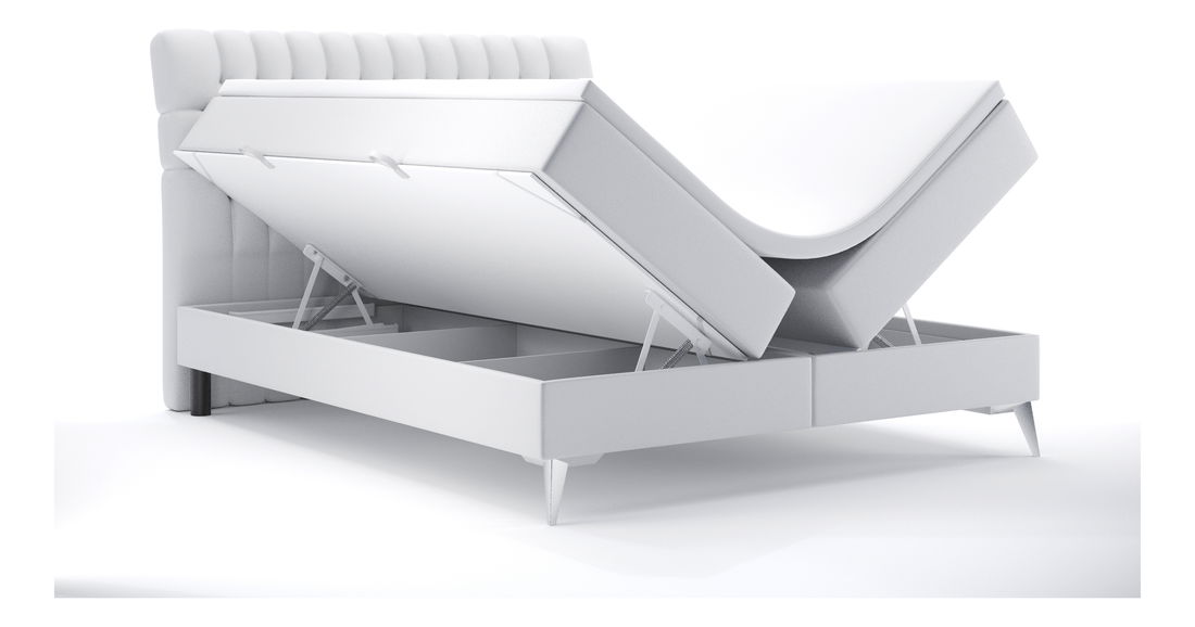 Boxspring postel 180 cm Molera (bílá ekokůže) (s úložným prostorem)