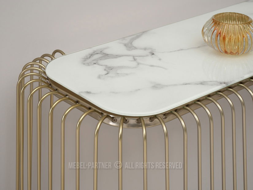 Konzolový stolek Nils Kons (bílý mramor + zlatá)