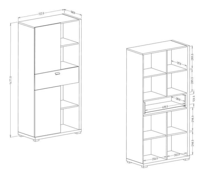 Komoda Laree Typ 44 (dub flagstaff + lesk bílý)