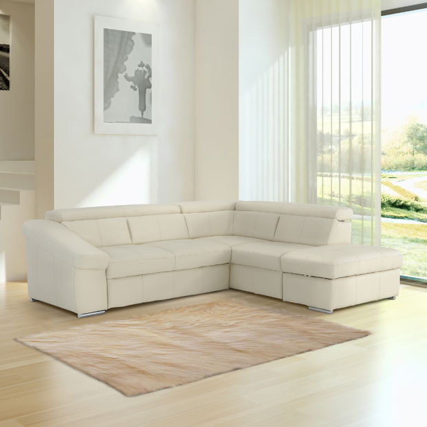 Kožená rohová sedací souprava Valmys (P)