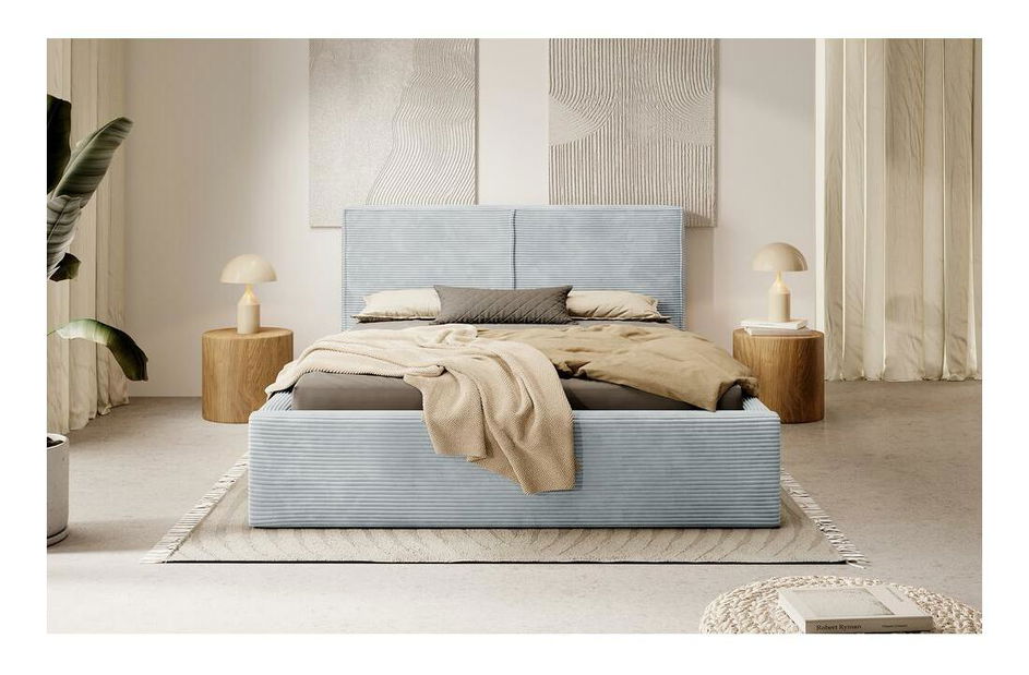 Manželská postel 180 cm Fatime (s roštem) (s úl. prostorem) (světle šedá + černá)