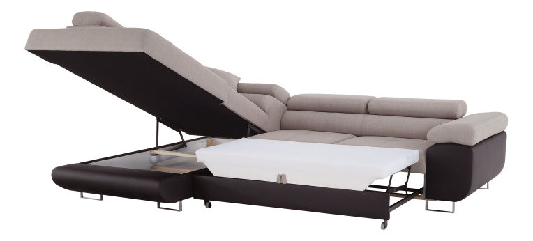 Rohová sedací souprava Afton (hnědá + béžová) (L)