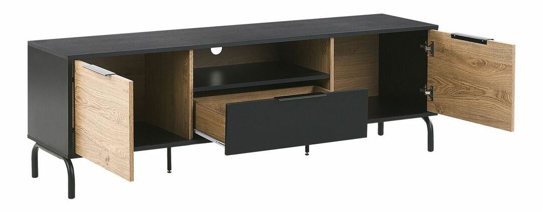 TV stolek/skříňka ALERK (černá + světlé dřevo)