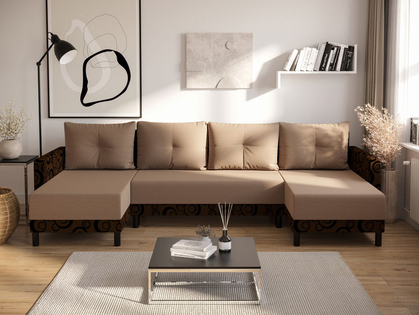 Rohová sedací souprava U Glimmer U (vícebarevné + capuccino)