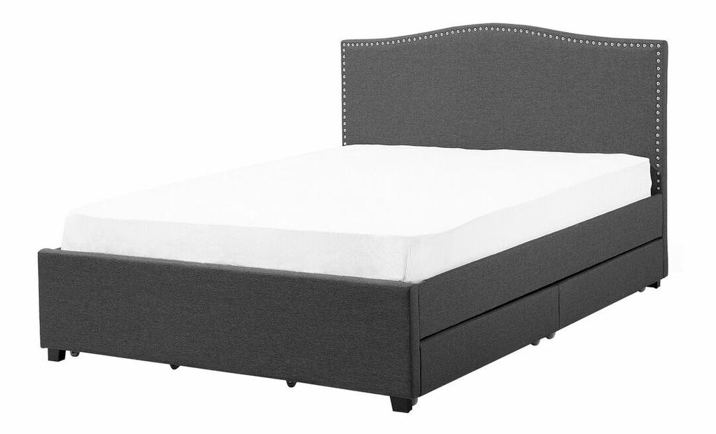 Manželská postel 160 cm MONTHY (s roštem, úl. prostorem a LED osvětlením) (šedá)