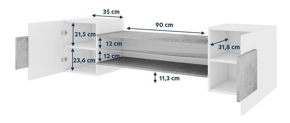 TV skříňka/stolek Gavin (bílá + černá)