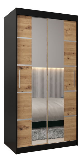 Šatní skříň 100 cm Verika 4 100 (černá + dub artisan)