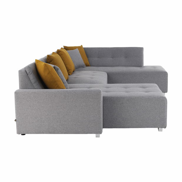 Rohová sedací souprava Bellina (šedá + hořčicová) (P)