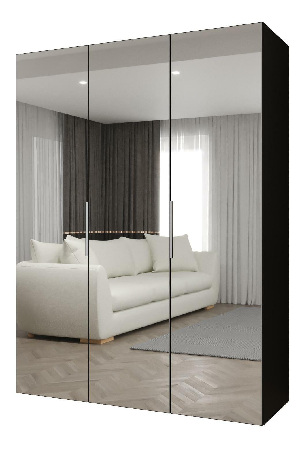 Šatní skříň 150 cm Mirabella 3 (černá + kašmír)