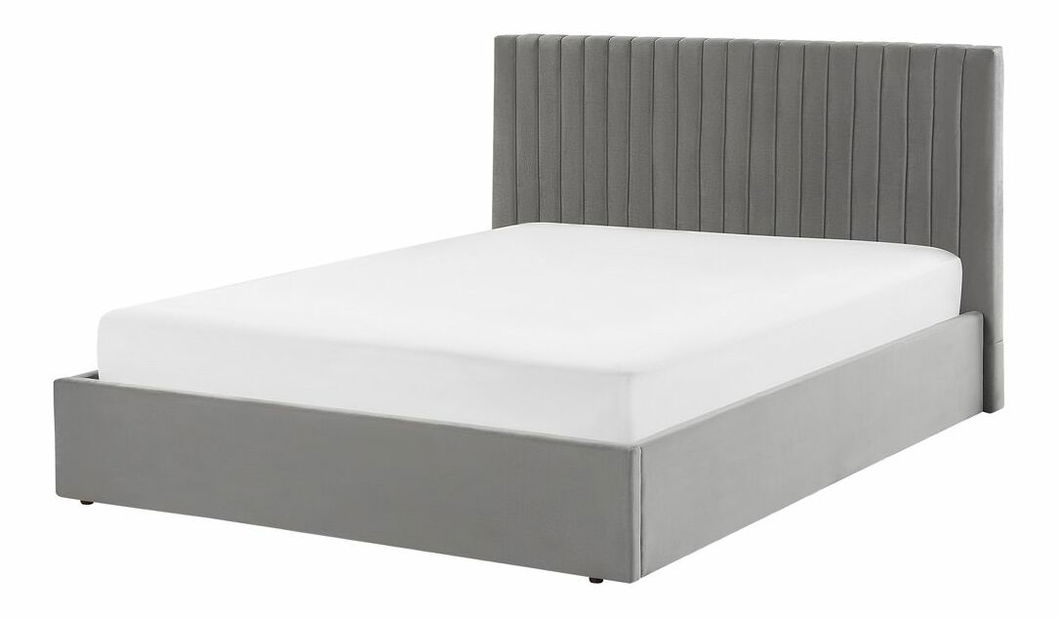 Manželská postel 160 cm Vakarine (šedá) (s roštem a úložným prostorem)
