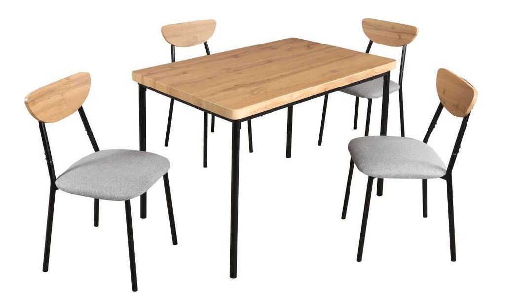 Jídelní set Mimetizarse (dub světlý + šedá) (pro 4 osoby)