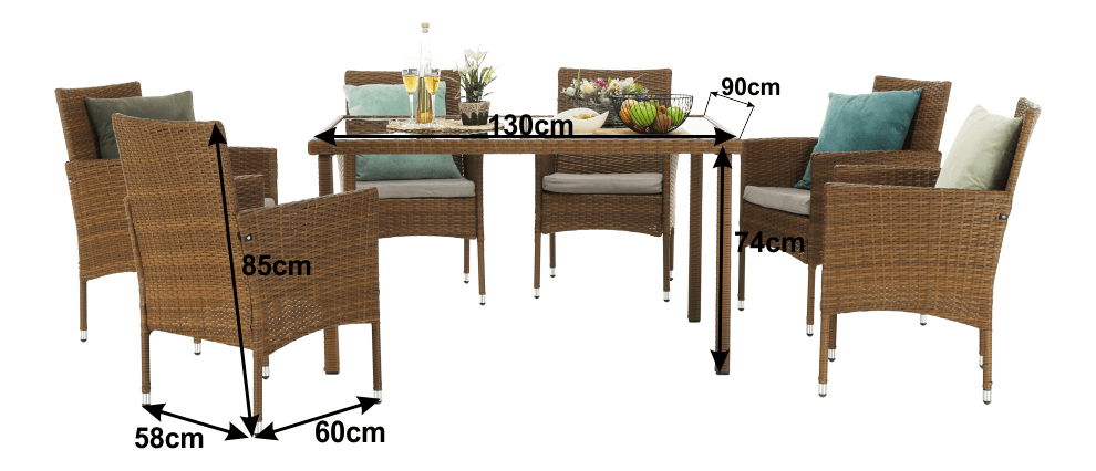 Zahradní nábytek Giselle 1+6 (umělý ratan)