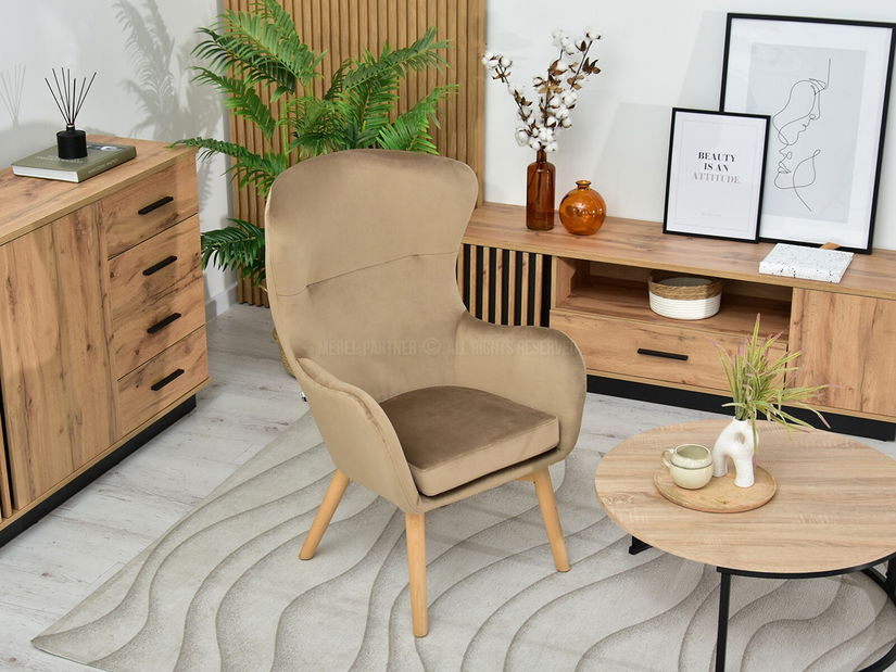 Křeslo Léto (béžová + buk)