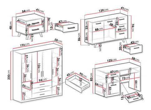 Nábytek do studentského pokoje Lenona I (zelená + zlatá)