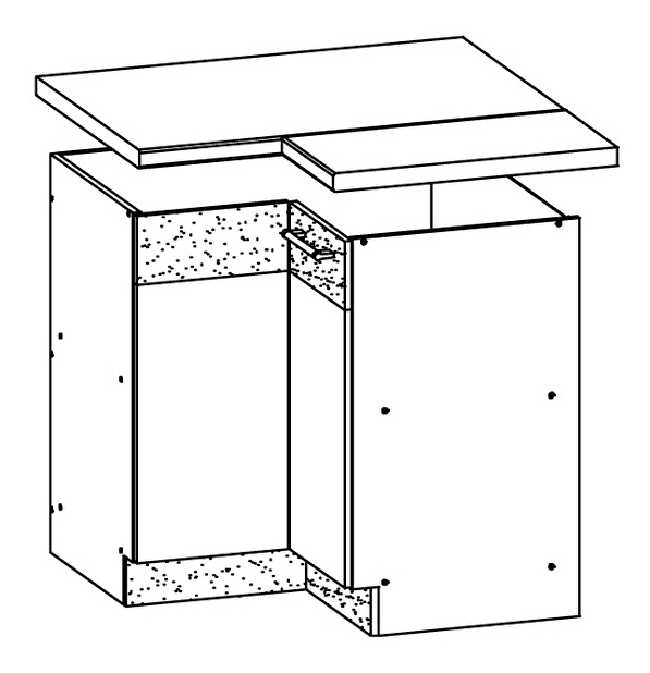 Spodní kuchyňská skříňka, rohová Modesta MD21 D90 NW