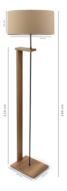 Stojanová lampa Avanasta 3 (světlohnědá + dřevo)