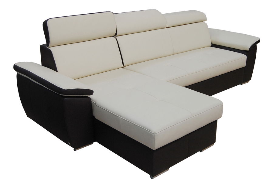 Kožená rohová sedací souprava BRW FX 15 B8 béžovohnědý (L)