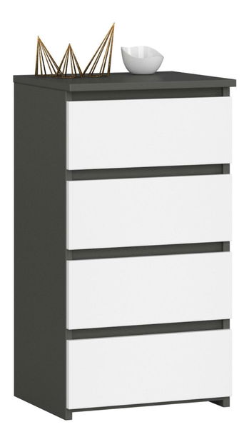 Komoda Cipriano II (šedý grafit + bílá)