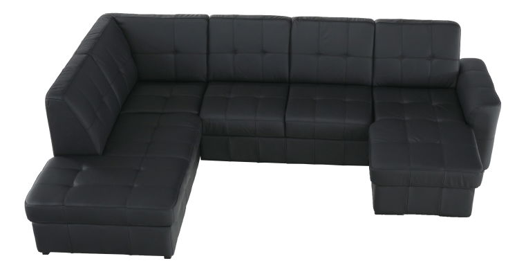 Kožená rohová sedací souprava U Thaldia (černá) (L)