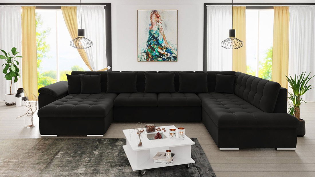 Rohová sedací souprava Talia (černá)