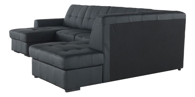 Kožená rohová sedací souprava U Trek (černá) (P)