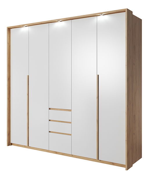 Šatní skříň Xenos 230 (dub zlatý + bílá)