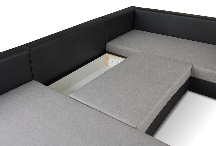 Rohová sedací souprava ve tvaru U Banno (fialová + bílá) (P)