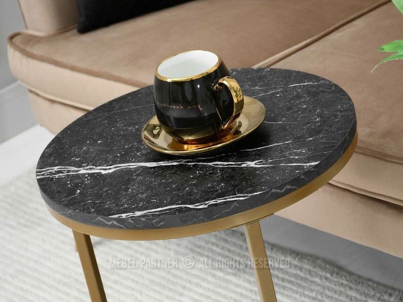 Konferenční stolek Corden (černý mramor + zlatá)