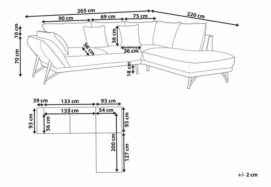 Rohová sedací souprava Edda (šedá) (L)