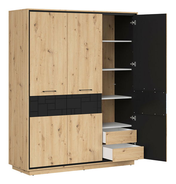Šatní skříň BRW Pont SZF3D2E (dub artisan + černá matná)