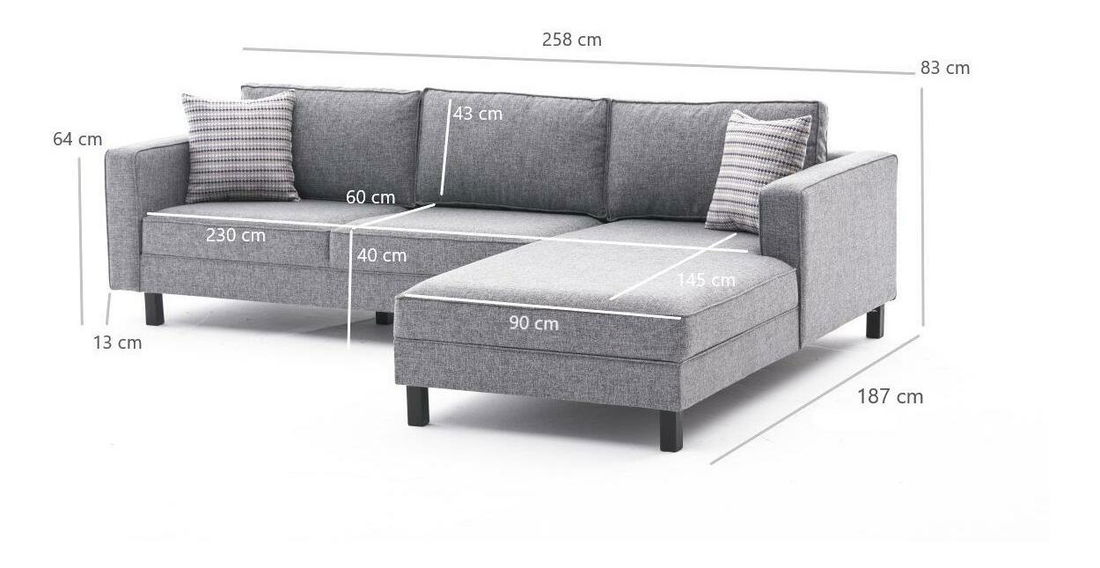 Rohová sedačka Kalen 1 (P) (šedá)