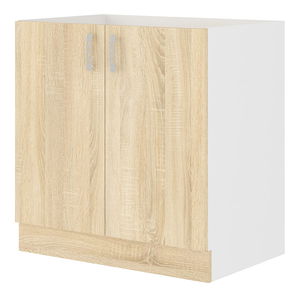 Dolní kuchyňská skříňka pod dřez Sylrona 80 ZL 2F BB (bílá + dub sonoma)
