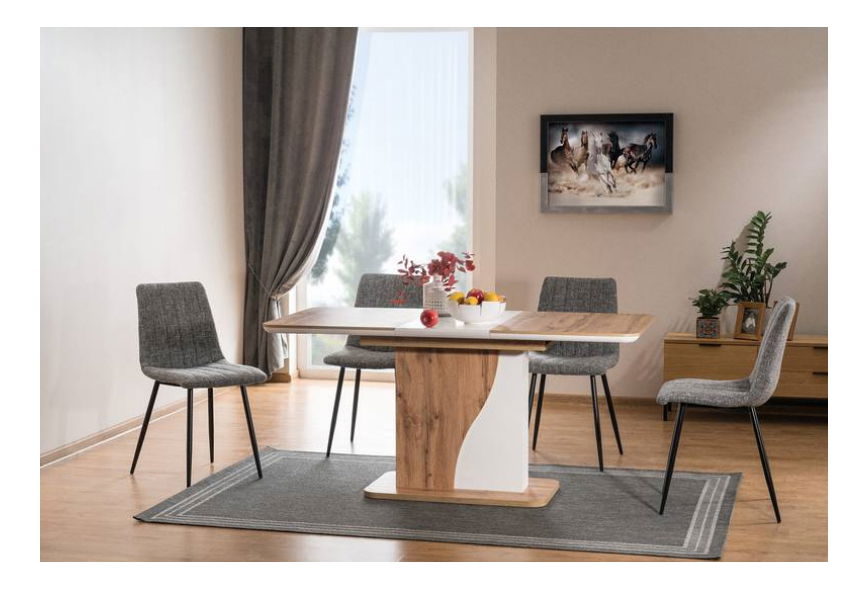 Rozkládací jídelní stůl 120-160 cm Suzette (dub wotan + bílá) (pro 4 až 6 osob)