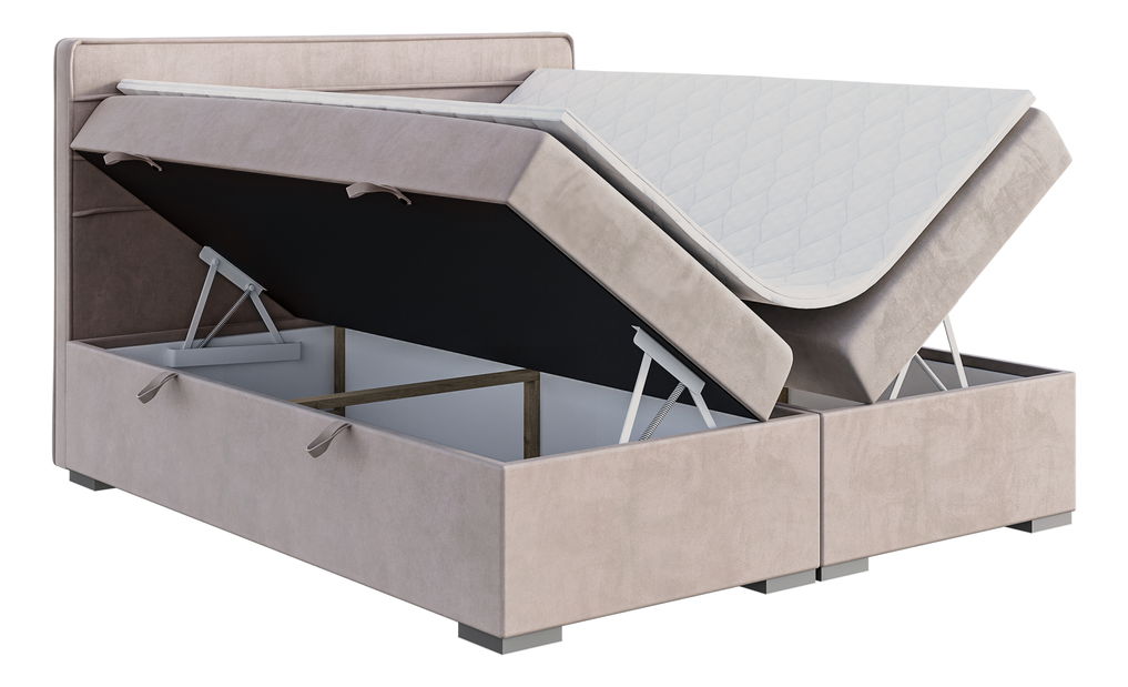 Jednolůžková boxspring postel 120 cm Benio (světlofialová) (s matrací a úl. prostorem)