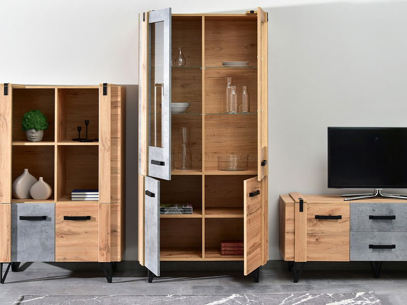 Obývací stěna Suspendera SH03 (dub + černá)